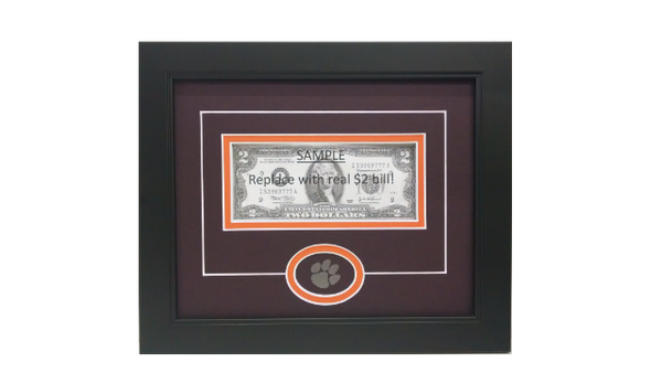 Clemson $2 Bill Frame