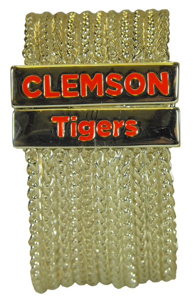 Clemson Tigers Silver Chains Bracelet