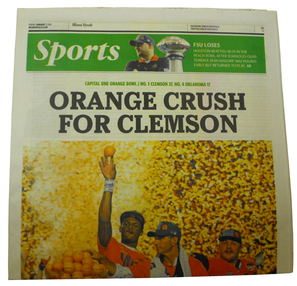Miami Herald - "Orange Crush for Clemson"