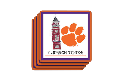 Clemson Ceramic Tillman Hall Coaster Set