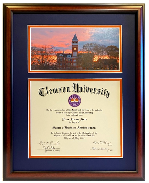 Clemson Diploma Frame Tillman Sunset #33