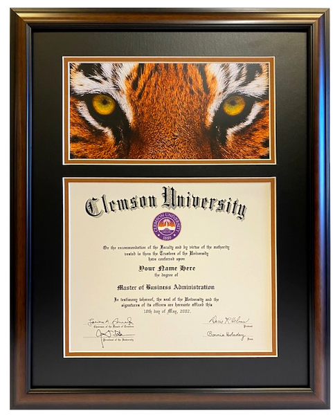 Clemson Diploma Frame Tiger Eyes #53