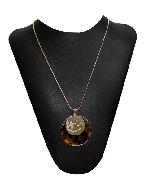 Tortoise Shell & Paw Medallion Necklace