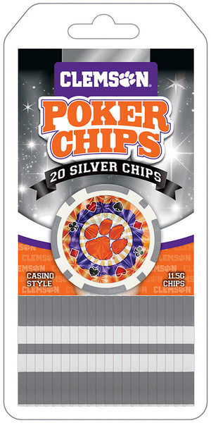 Clemson Silver Poker Chip Set