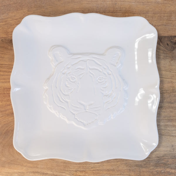 Tiger Face Embossed Square Platter