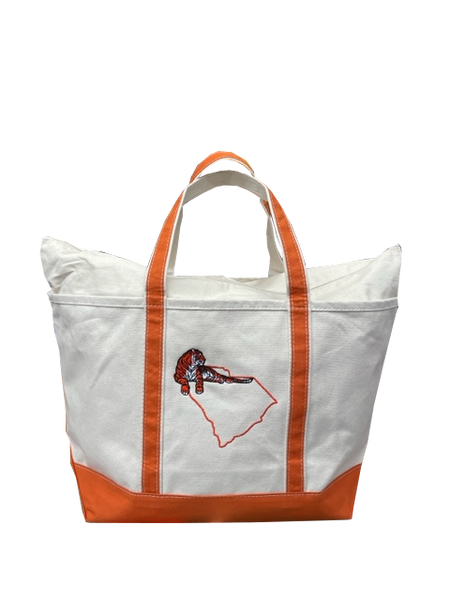 Large Boat Tote with Embroidered Tiger