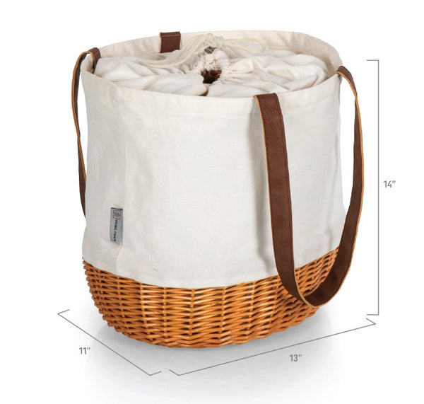 Coronado Canvas and Willow Tote with Tiger Face